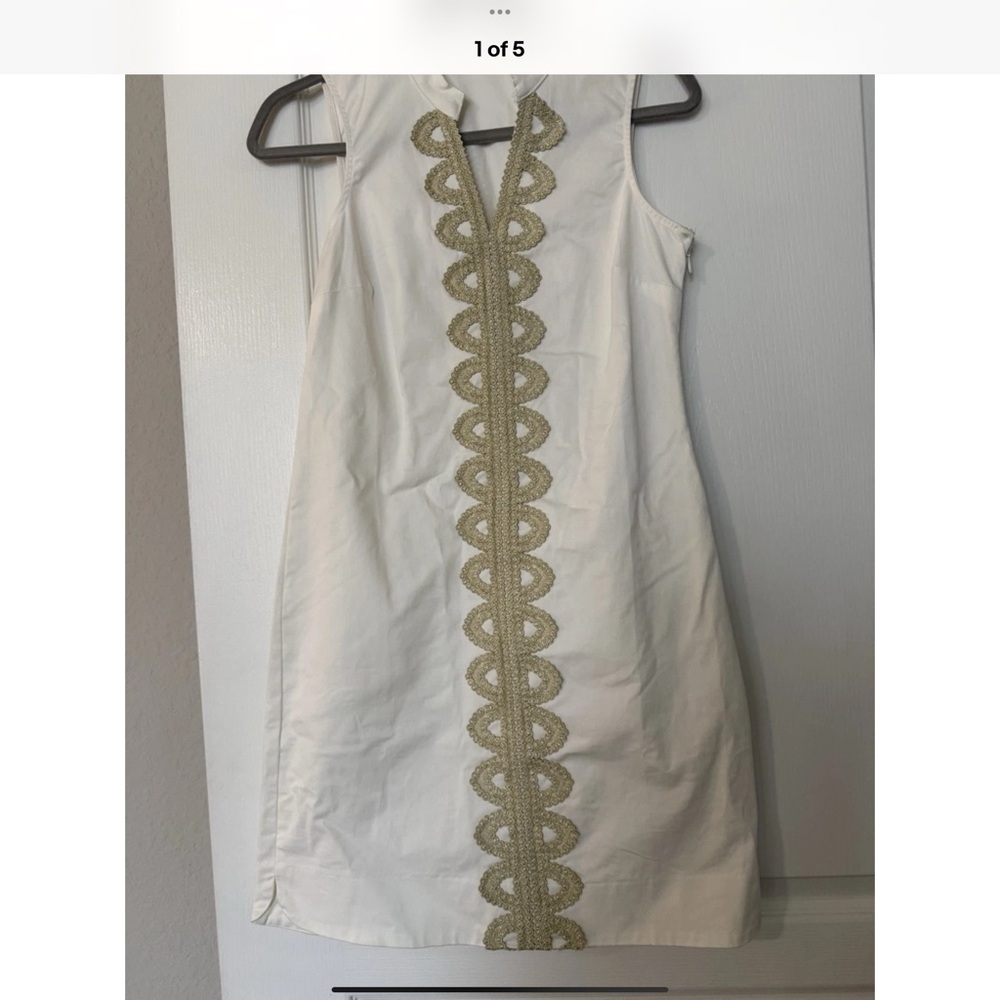 Women’s Mudpie Sleeveless Mini-Dress With Gold Metallic Lace Size X-Small NWOT